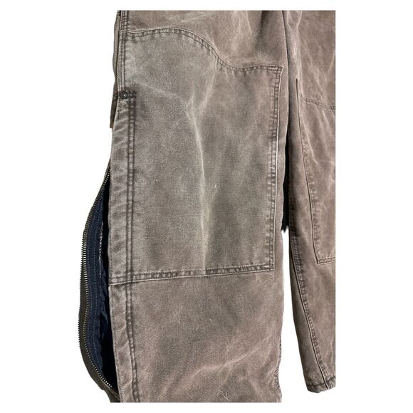 Carhartt Bib Overalls 46 X 30 Brown Duck Double knee Insulated R27 CHT USA Made - Picture 6 of 10